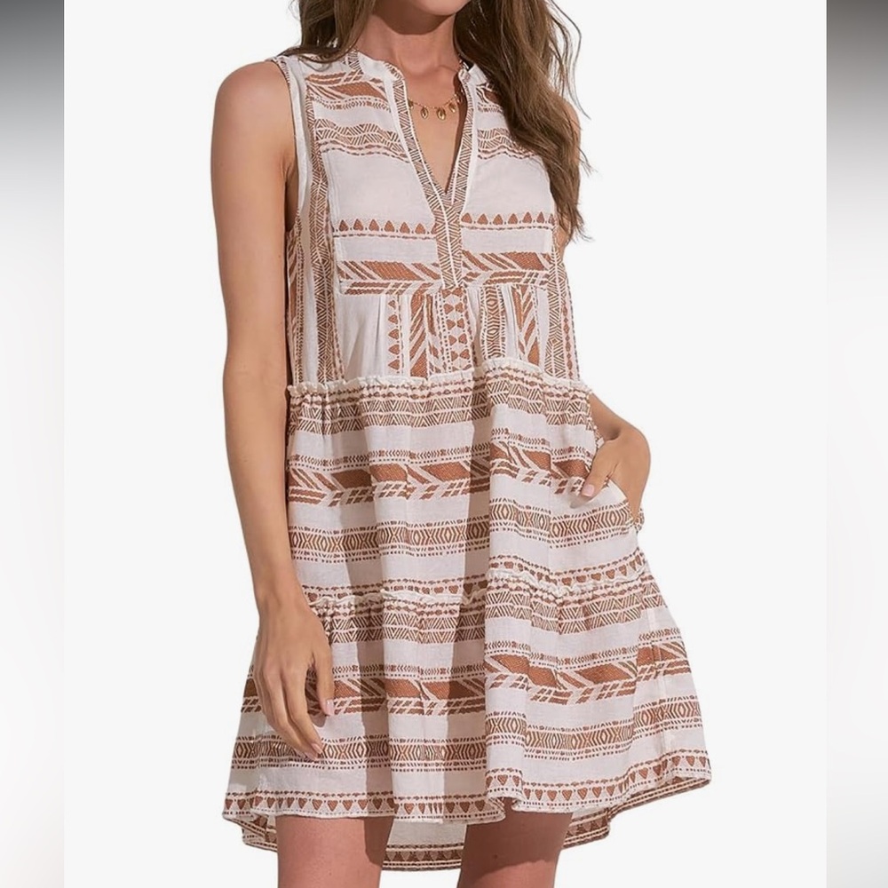 ELAN Women's Venus A-Line Sleeveless Tunic Dress